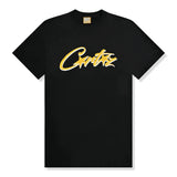 CORTEIZ ALLSTARZ T-shirt in black with yellow logo design.