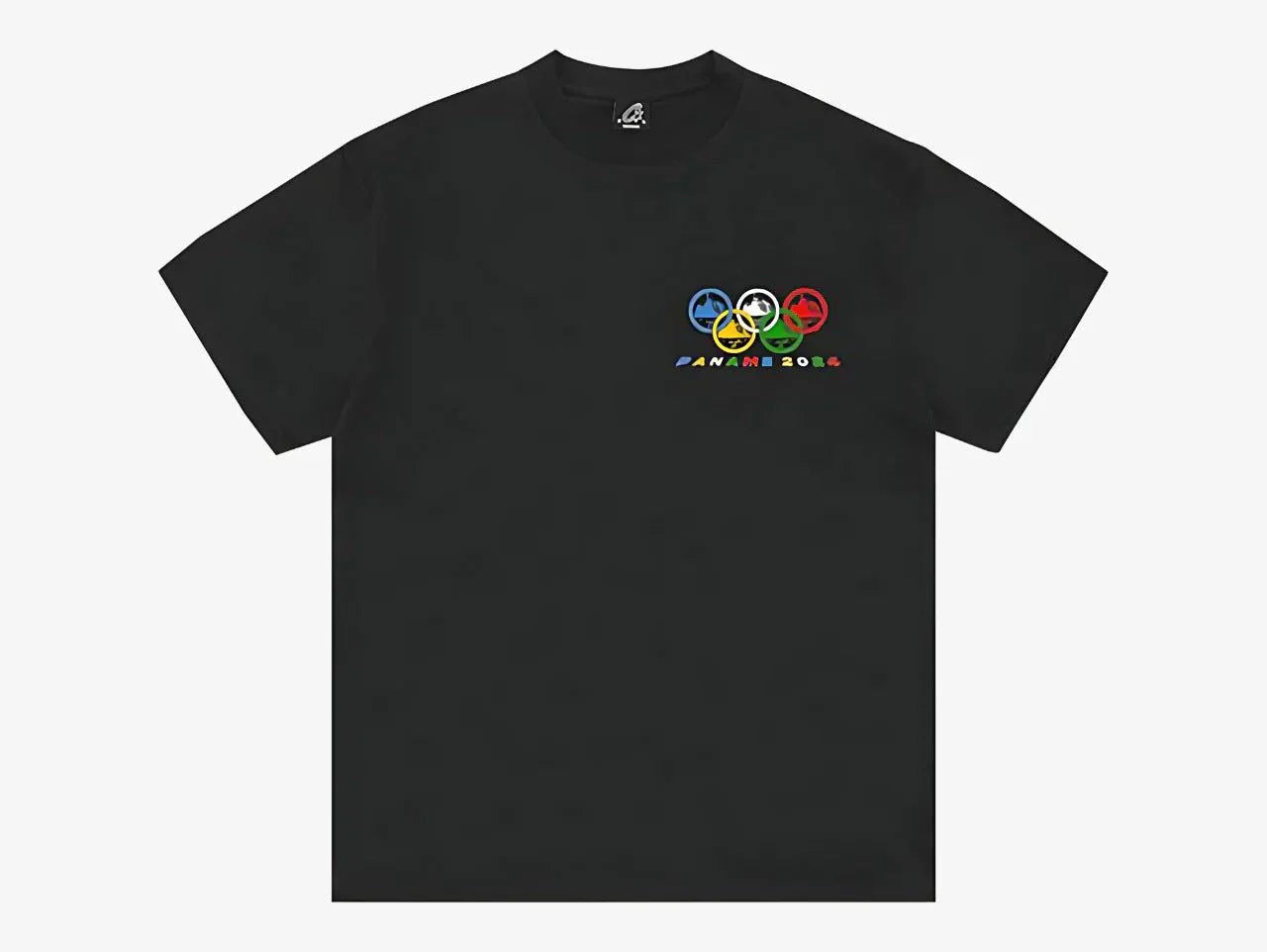 Corteiz Paname Black T-Shirt with colorful logo design.