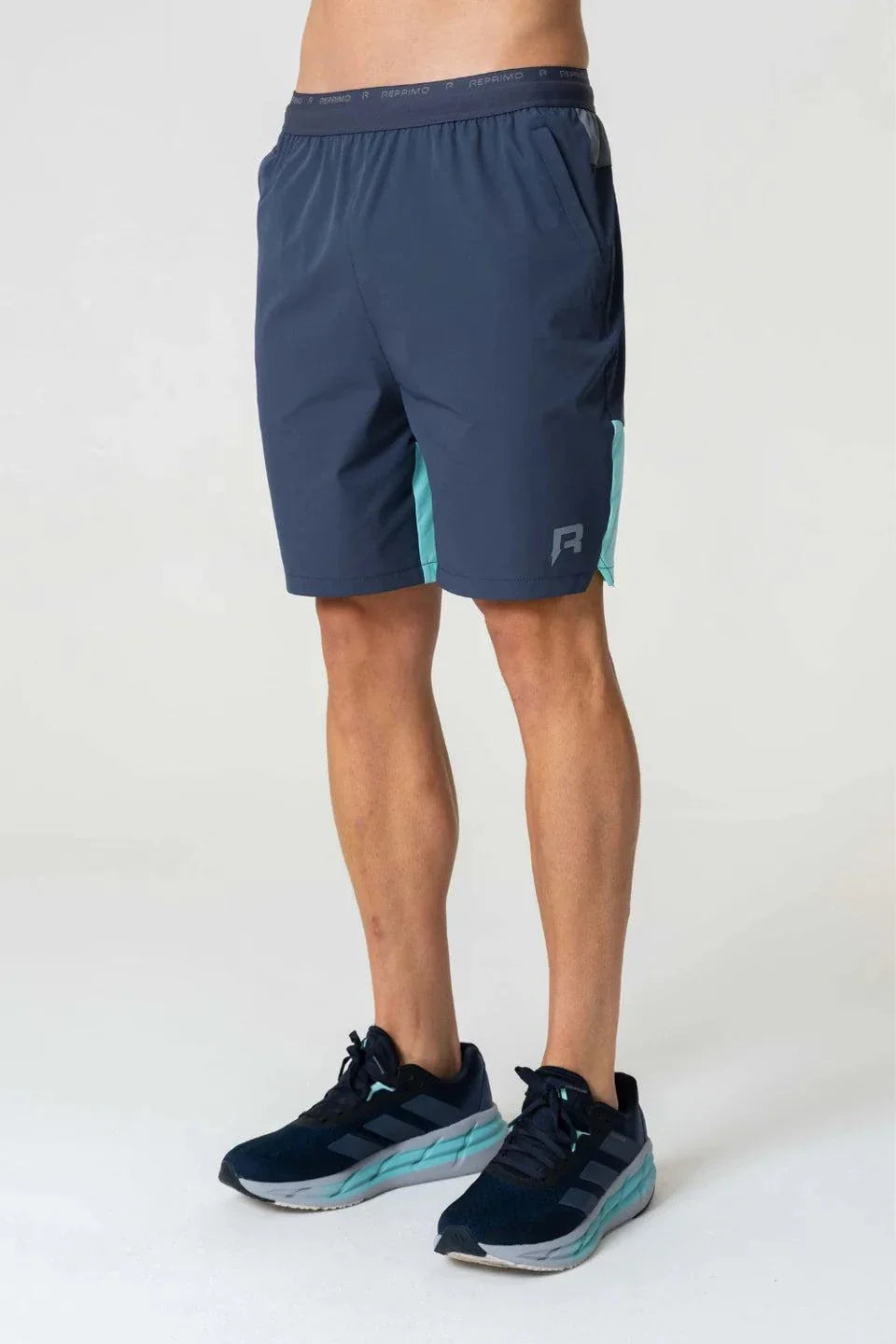 Reprimo Flight Shorts in cyan and navy colors.