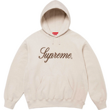 SUPREME EMBROIDERED SCRIPT HOODED SWEATSHIRT STONE