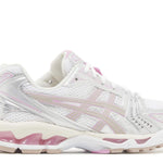 White Fawn Gel Kayano 14 Unlimited Pack running shoe with mesh and synthetic upper