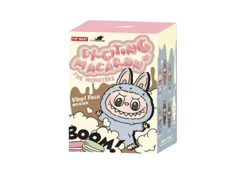 POP MART LABUBU The Monsters Exciting Macaron collectible box art.