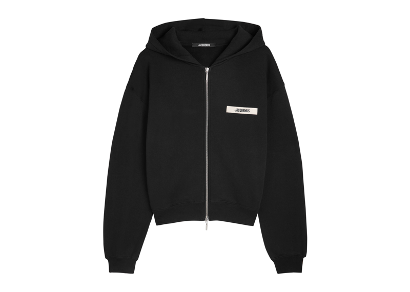 Jacquemus Le Hoodie black zip-up gros grain casual sweatshirt