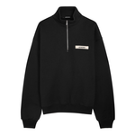 Jacquemus black cotton half zip sweatshirt with logo patch