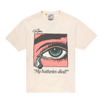 Gallery Dept. Dead Batteries Tee in antique white with graphic eye and tear design.
