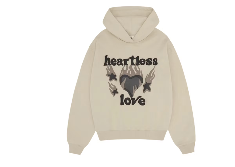 Broken Planet Heartless Love Hoodie with flame heart design.