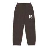 Suavo World 19 brown knit sweatpants with number print