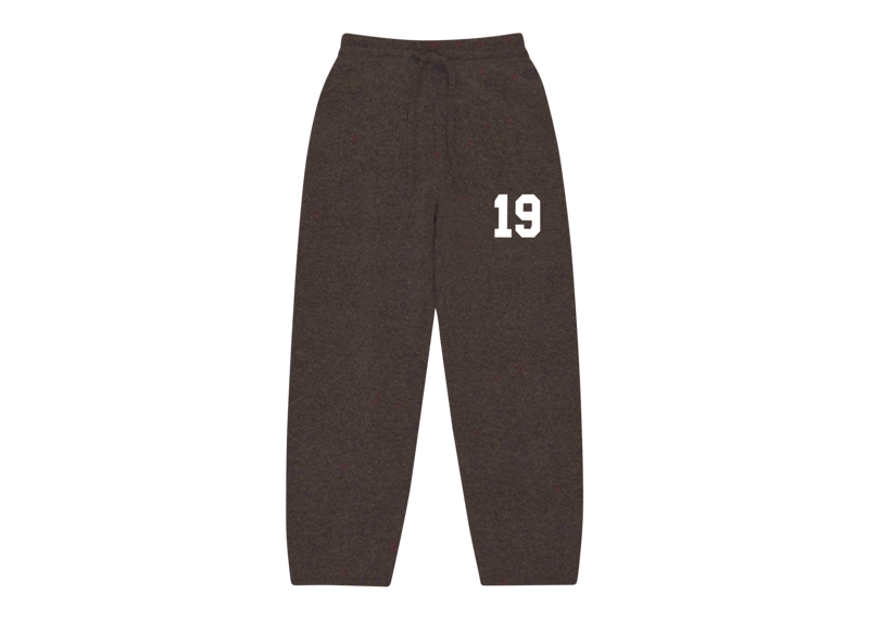 Suavo World 19 brown knit sweatpants with number print