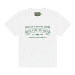 White Denim Tears x Corteiz ADG tee with green African Diaspora Goods print