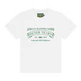 White Denim Tears x Corteiz ADG tee with green African Diaspora Goods print