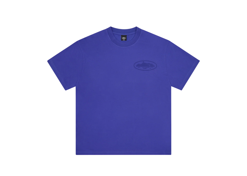 Corteiz Island Knockout Tee in indigo blue displayed on a model
