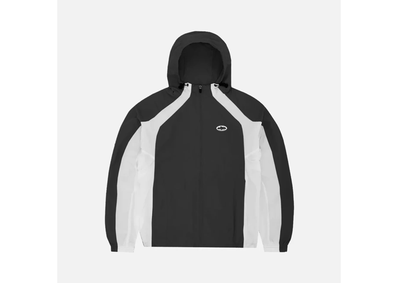 Corteiz Spring Jacket Black with hood.