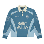 Suavo World Saint Valley rugby long sleeve polo shirt in powder blue