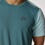Reprimo Flight T-Shirt in Forest Green and Mint featuring logo.