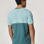 Reprimo Flight T-Shirt in Forest Green and Mint, back view.