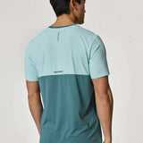 Reprimo Flight T-Shirt in Forest Green and Mint, back view.