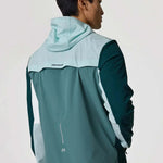 Reprimo Flight Windbreaker in Forest Green and Mint, rear view.