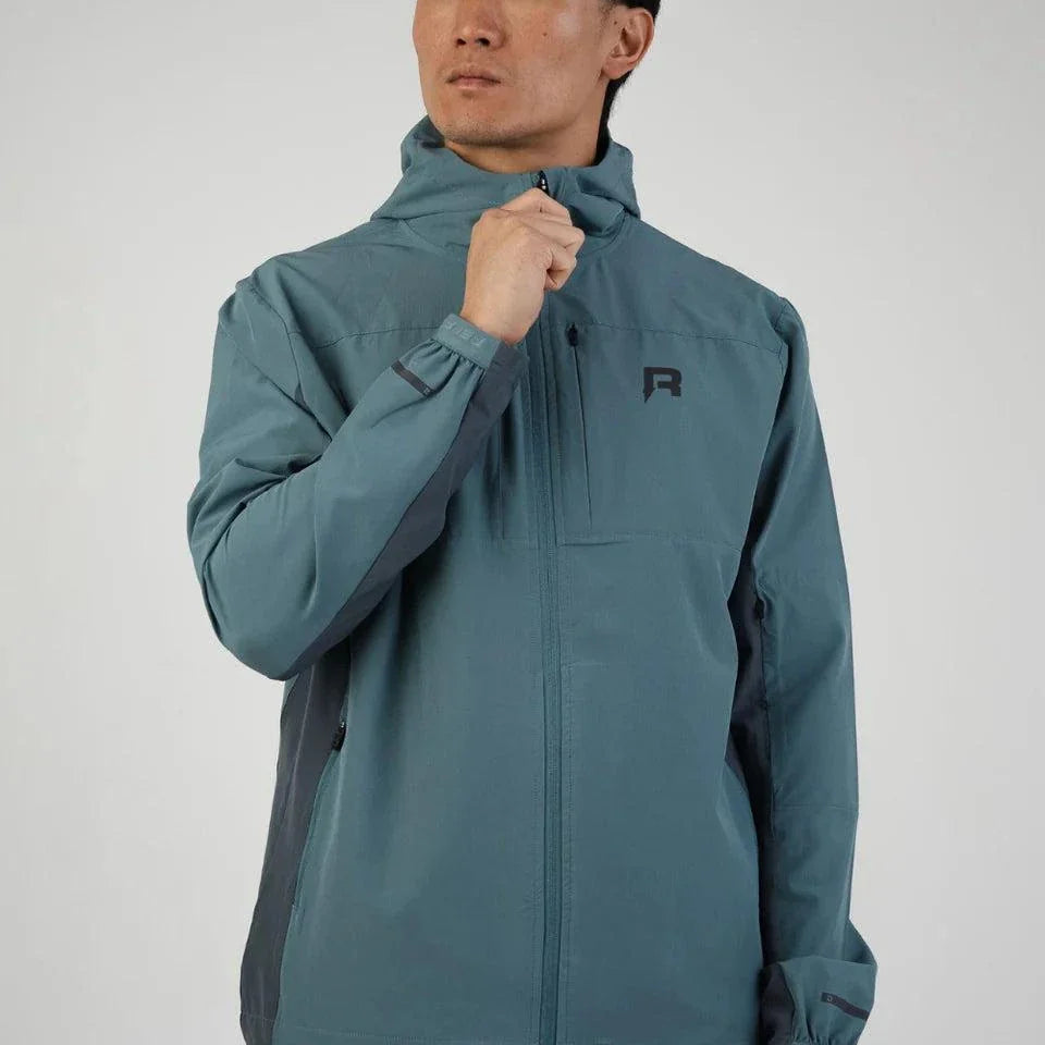 Reprimo Glide Jacket in Azure/Shadow Blue worn by model.
