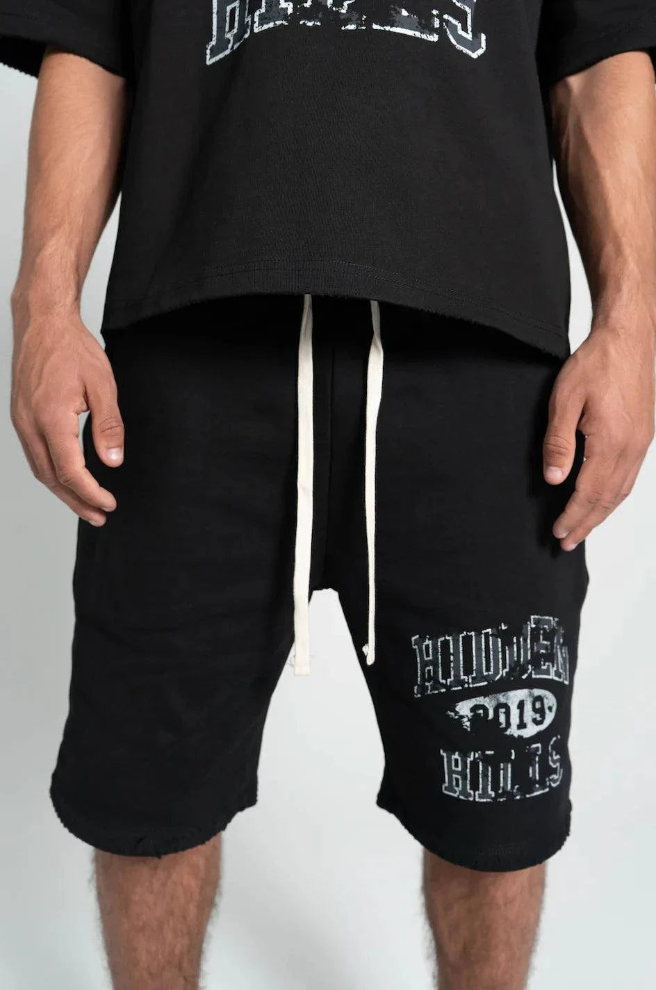 Suavo World Hidden Hills Black Shorts with Drawstring