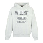 Wildest Dreams Grey varsity hoodie with front print and hood