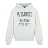 Wildest Dreams Grey varsity hoodie with front print and hood