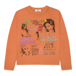 Suavo World Mirinda Long Sleeve Washed Orange with vintage punk-inspired graphics and pastel accents