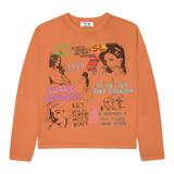 Suavo World Mirinda Long Sleeve Washed Orange with vintage punk-inspired graphics and pastel accents