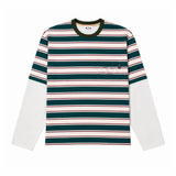 Suavo World Stripe Pocket Layered T-Shirt Forest Green