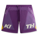 Purple Kith Mesh Turbo shorts with drawstring and zippered pockets