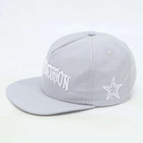 Grey Last Lesson SnapBack hat with embroidered star design.