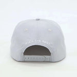 Grey Last Lesson SnapBack hat with adjustable strap.