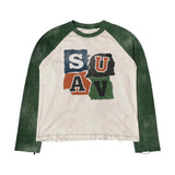Suavo World Alphabet Raglan Long Sleeve Green