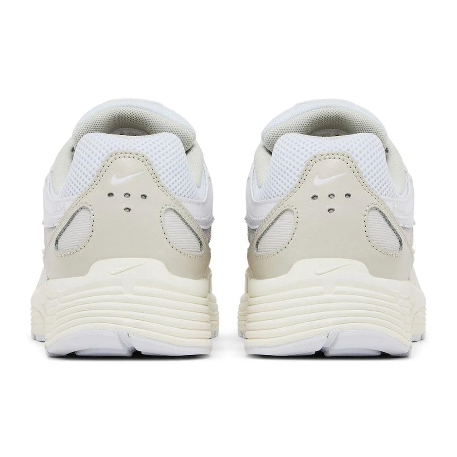 Rear view of P-6000 White Sail sneakers showcasing mesh and leather design.
