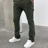 Siarr Rio Jeans in green with straight leg fit and front detailing.