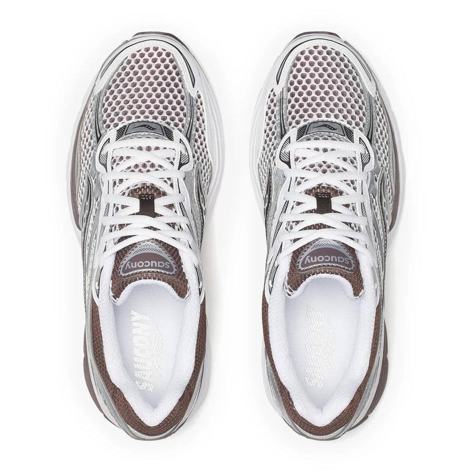 Saucony ProGrid Omni 9 white and brown running shoe side view
