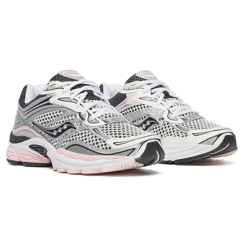 Saucony ProGrid Omni 9 silver pink running shoes side view