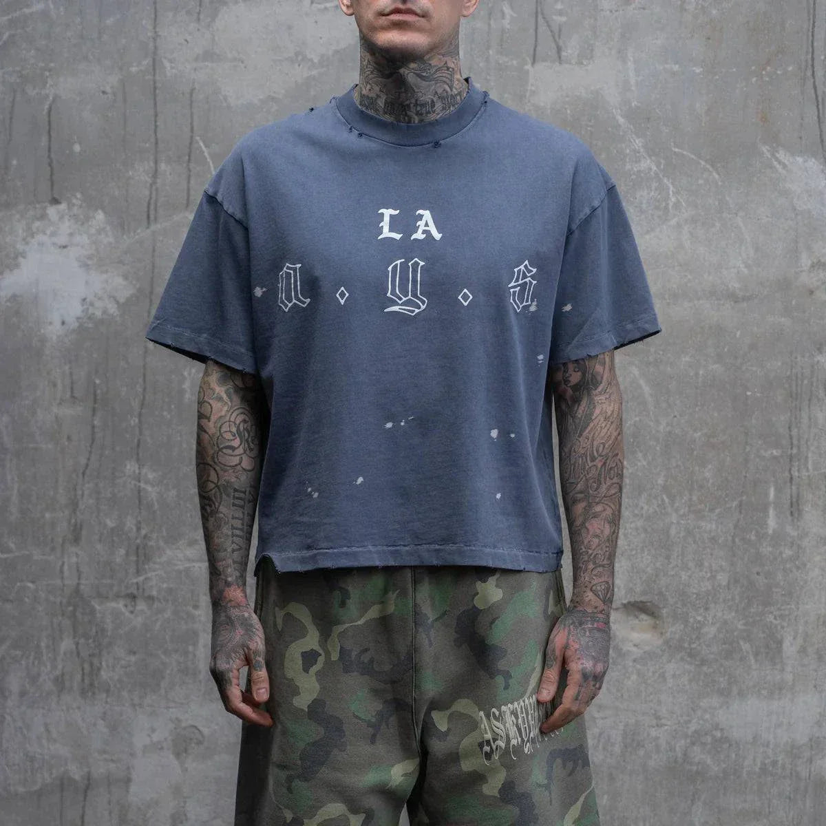 Askyurself LA AYS T-shirt vintage navy blue design