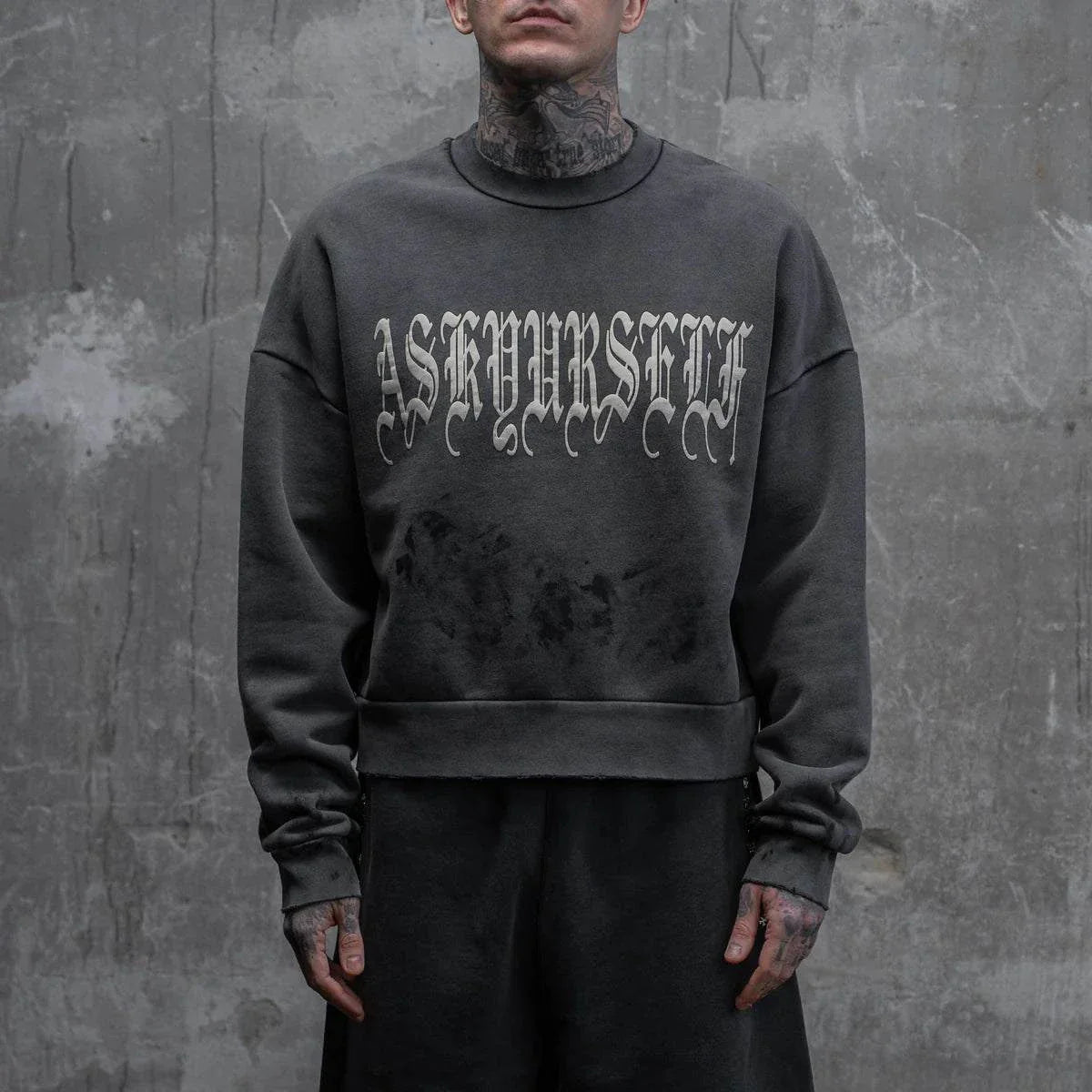 Askyurself Goth Crew Vintage Black sweatshirt featuring Acne Studios design