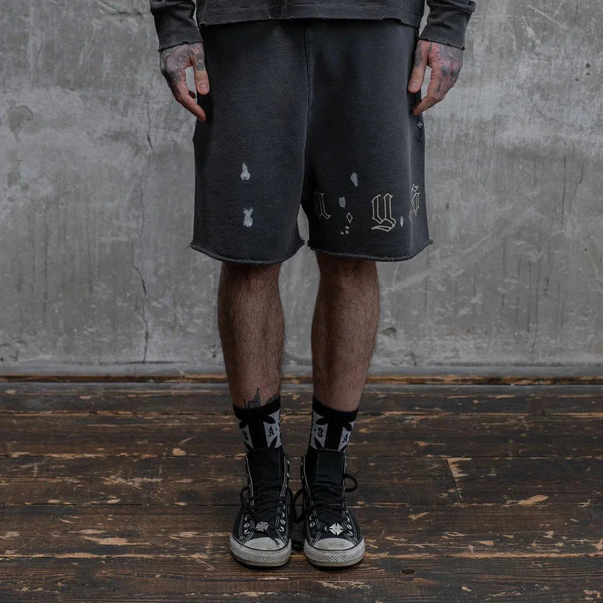 Askyurself AYS Vintage Black Fleece Shorts inspired by Acne Studios style