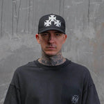 Askyurself leather cross patch snapback cap inspired by Acne Studios design