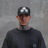 Askyurself leather cross patch snapback cap inspired by Acne Studios design