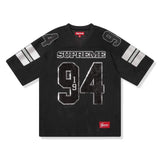 Black Supreme Sequin Football Jersey FW25 with glittering details