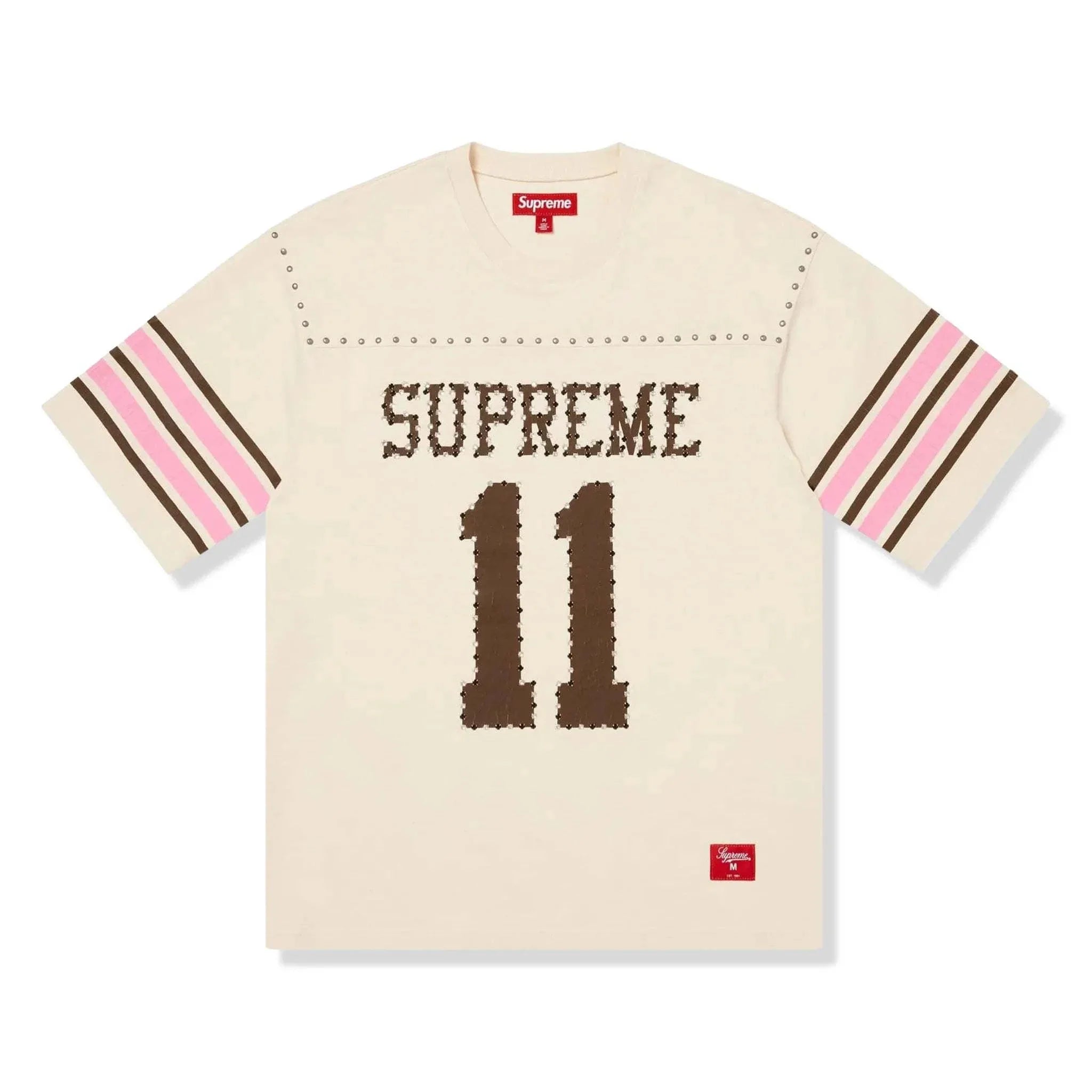 Supreme Studded cream short-sleeve top SS26