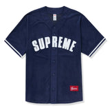 Supreme Ultrasuede Mesh navy blue baseball jersey