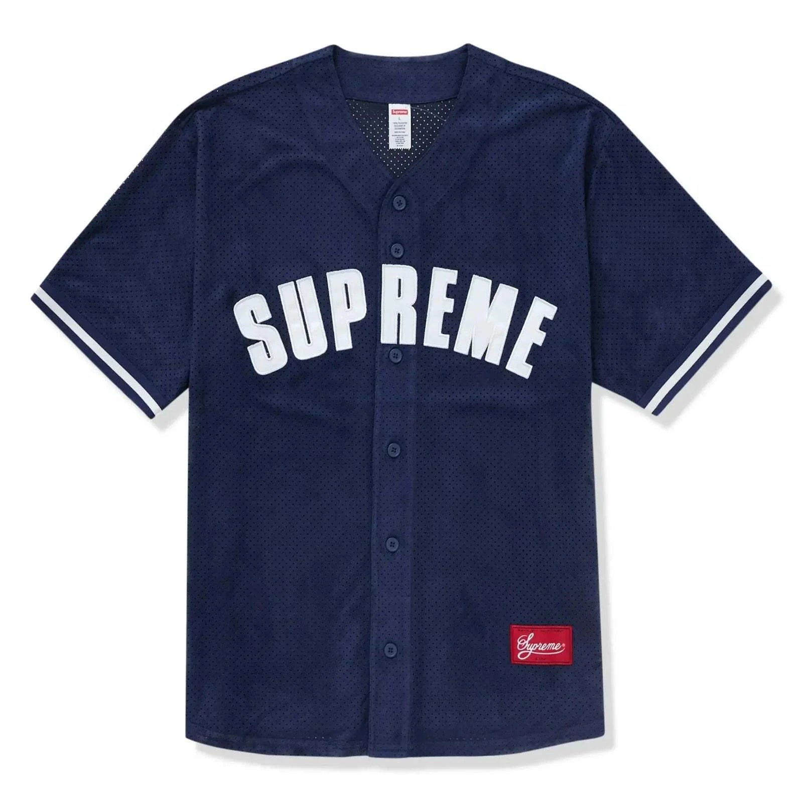 Supreme Ultrasuede Mesh navy blue baseball jersey