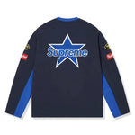 Supreme x Vanson L/S Navy Top SS26 with logo detailing