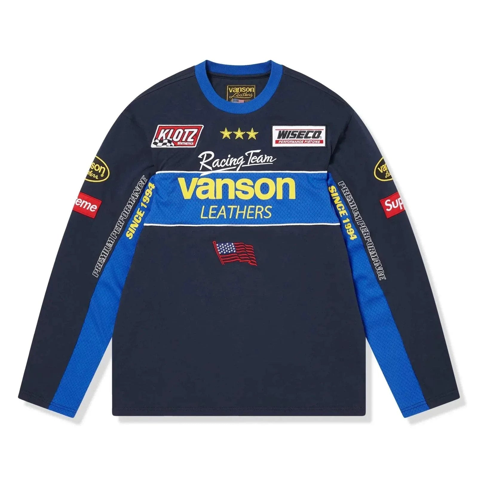 Supreme x Vanson SS26 navy long sleeve top