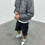 Siarr Venetian Windbreaker grey relaxed fit water repellent nylon jacket with hood and side slit pockets