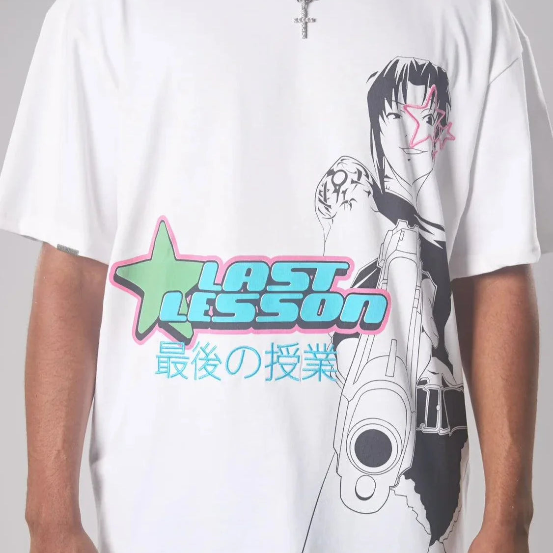 Last Lesson Tokyo T-shirt featuring anime design and bold graphic print.