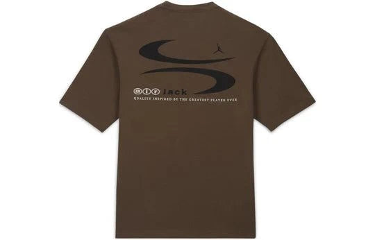 Brown Air Jordan x Travis Scott SS24 T-Shirt with graphic design.